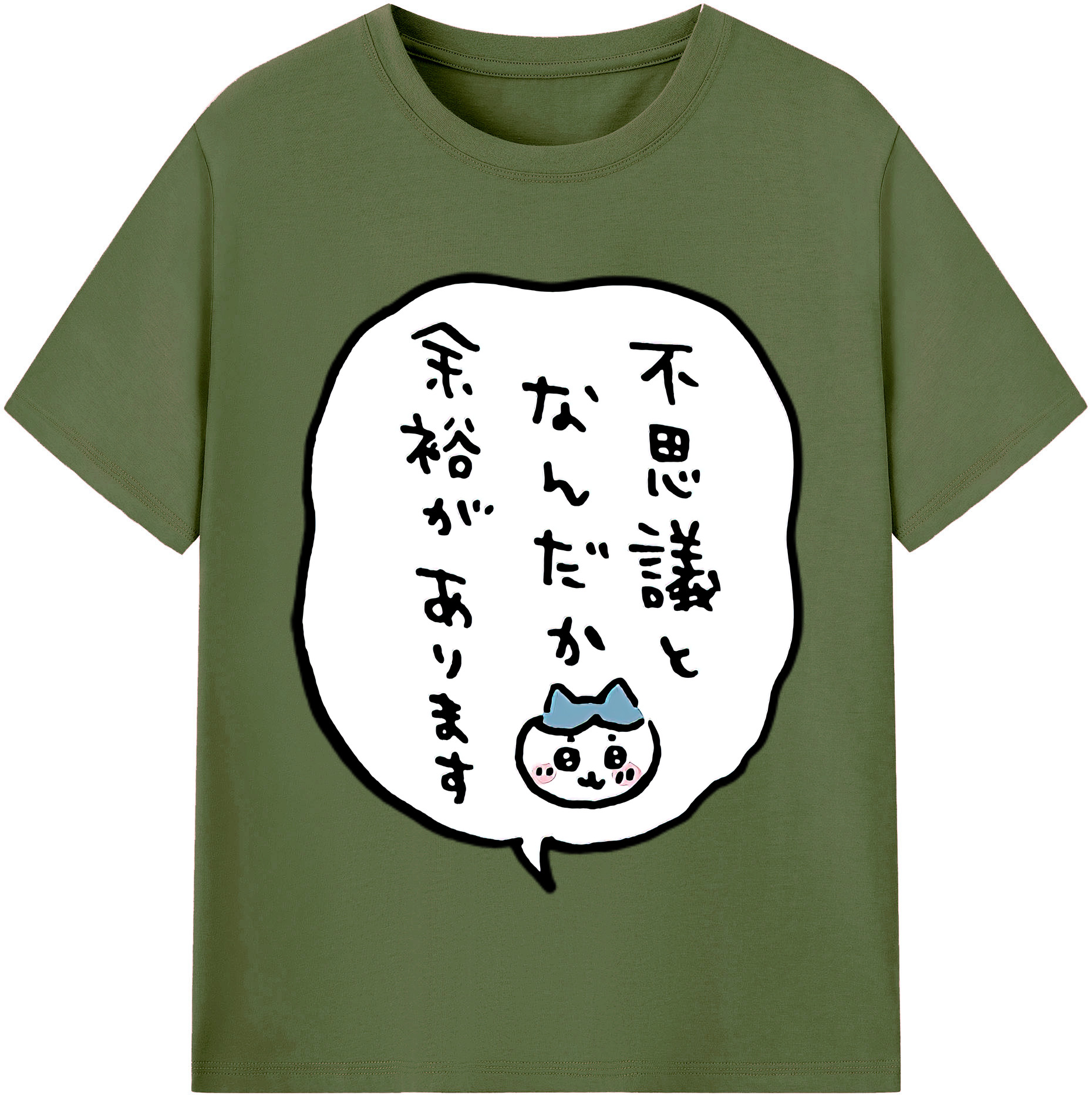 （画像用） ちいかわ ハチワレ Chii-kawa hachiware 綿100％半袖Tシャツ（フロントプリント）